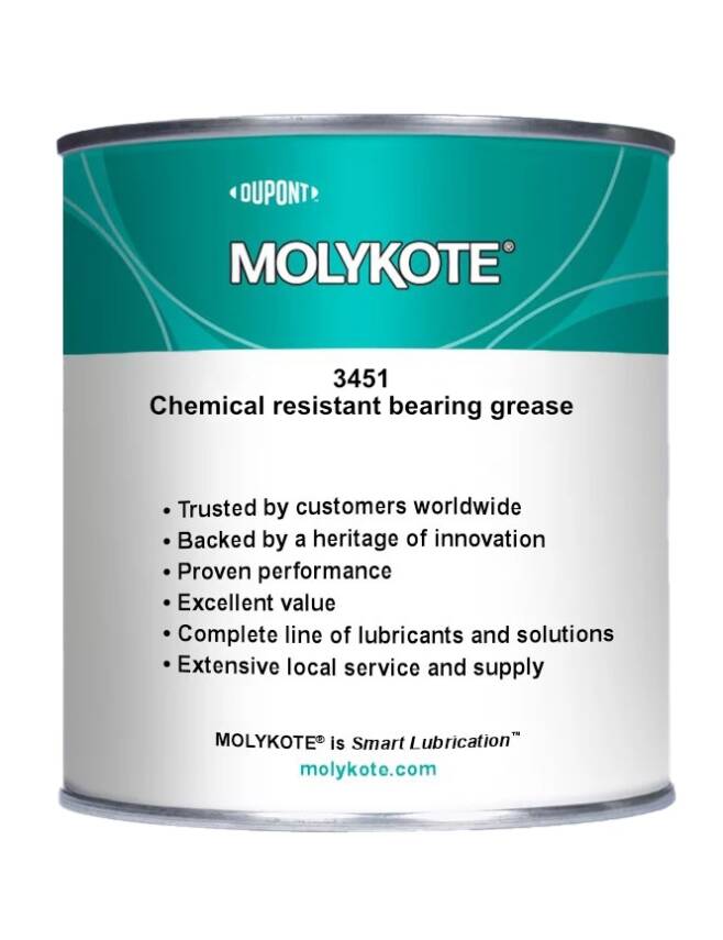 DuPont™ MOLYKOTE® 3451 Chemical Resistant Bearing Grease 1 Kg – PTFE-Fluorosilicone Based - 1