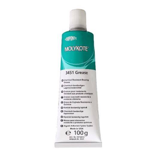DuPont MOLYKOTE 3451 Bearing Grease | PTFE-Reinforced Fluorosilicone, Chemical Resistant – 100 g - 1