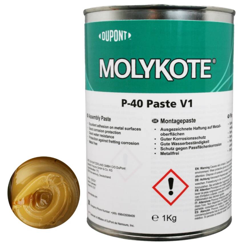 DuPont™ MOLYKOTE® P-40 Paste V1 – Metal İçermeyen Yapışkan Montaj Gresi | Suya ve Korozyona Dayanıklı - 1 KG - - 1